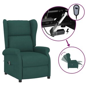 vidaXL Fauteuil inclinable électrique à oreilles vert foncé tissu