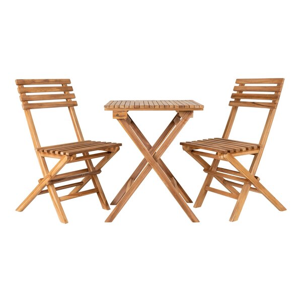 Lot de 2 chaises et 1 table en teck naturel