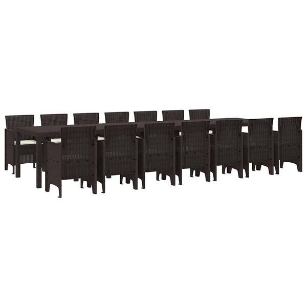 vidaXL Ensemble de salle à manger pour jardin 15 Pièces Marron
