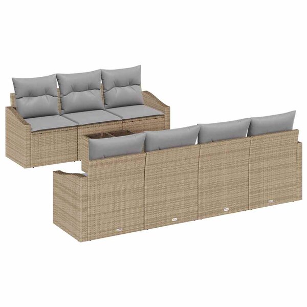 vidaXL Ensemble de canapé de jardin avec coussin 8 Pièces Beige et gris