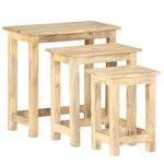 vidaXL Tables gigognes 3 Pièces Bois solide de manguier