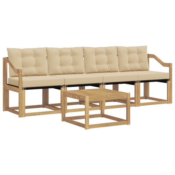 vidaXL Ensemble de canapés d'extérieur 5 pc Blanc et Beige
