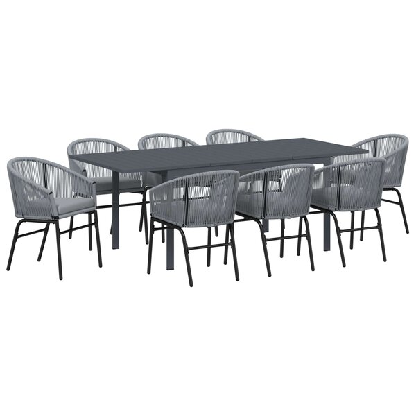 vidaXL Ensemble de salle à manger pour jardin 9 pc Gris polyrotin