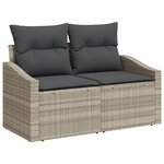 vidaXL Ensemble de canapés de jardin 9 pièces avec coussins gris clair poly rotin