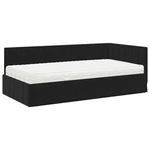 vidaXL Cadre de lit d'angle avec matelas Noir 90 x 190 cm Velours