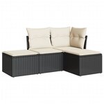 vidaXL Salon de jardin 4 Pièces avec coussins noir résine tressée