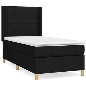 vidaXL Sommier à lattes de lit avec matelas Noir 90x190 cm Tissu