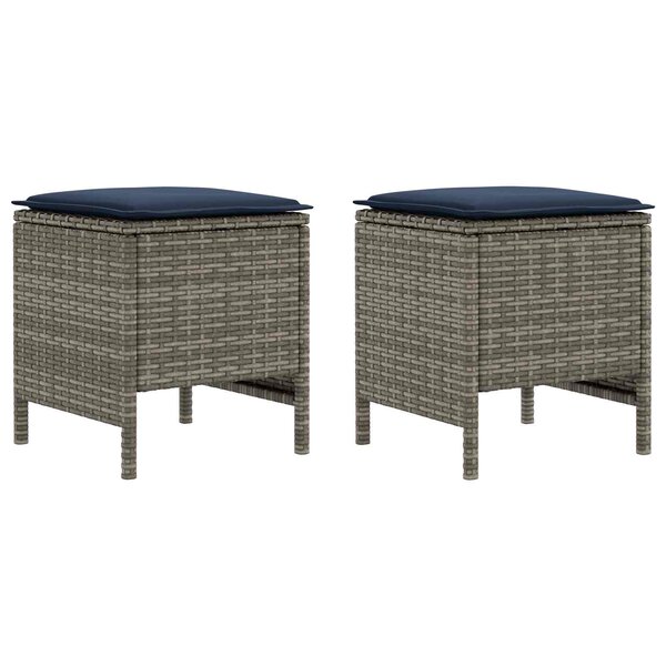 vidaXL Pouf de Jardin 2 Pièce Gris et bleu marine 38 x 38 x 45 cm