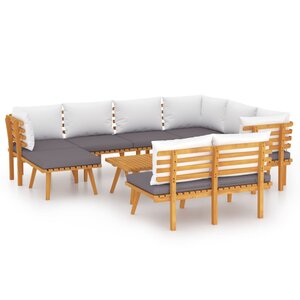 Salon de jardin meuble d'extérieur ensemble de mobilier 9 pièces avec coussins bois d'acacia solide 02_0017910
