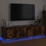 vidaXL Meuble TV avec LED Chêne fumé 180 x 38 x 49 cm