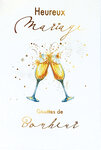 69-3139 Carte Félicitations Mariage Bonheur 2 Flutes de Champagne Pétillant Peinture Aquarelle Romantique -Finitions Dorure Or Doré + Gaufrage en Relief +1 Enveloppe Format 12x17cm -Fabriqué en Europe