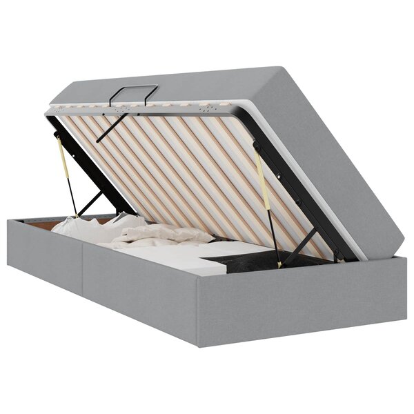 vidaXL Lit avec rangement et matelas Gris clair 100 x 200 cm Polyester