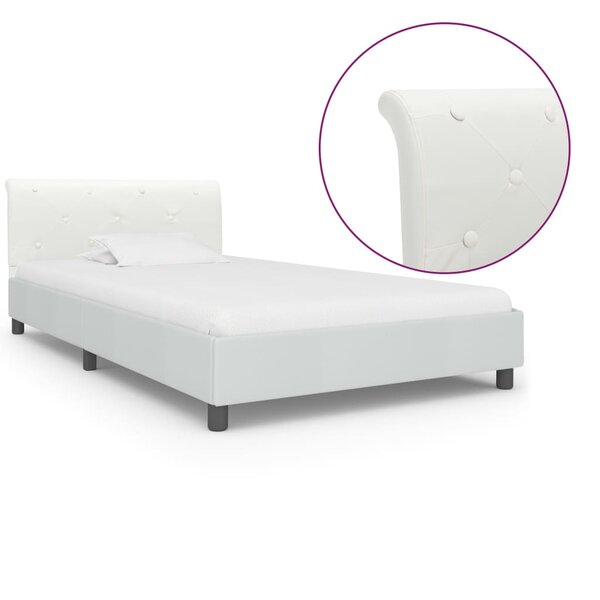 vidaXL Cadre de lit sans matelas blanc similicuir 90x200 cm