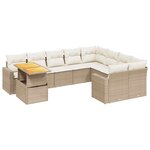 vidaXL Salon de jardin avec coussins 10 Pièces beige résine tressée