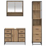 vidaXL Ensemble de mobilier de salle de bain 3 Pièces Chêne artisanal