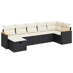 vidaXL Salon de jardin 7 Pièces avec coussins noir résine tressée