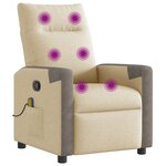 vidaXL Fauteuil de massage inclinable Crème Tissu