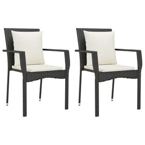 vidaXL Chaises de jardin lot de 2 avec coussins Résine tressée Noir