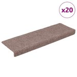 vidaXL Tapis d'escalier autocollants 20 pièces 65 x 21 x 4 cm Crème Bord rectangulaire