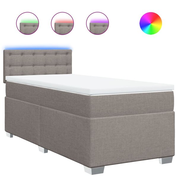 vidaXL Sommier à lattes de lit avec matelas Taupe 90x190 cm Tissu