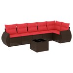 vidaXL Salon de jardin avec coussins 7 Pièces marron résine tressée