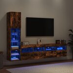 vidaXL Unités murales TV avec LED 4 Pièces chêne fumé bois d'ingénierie