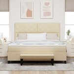 vidaXL Lit à ressorts avec matelas Crème 180 x 200 cm tissu
