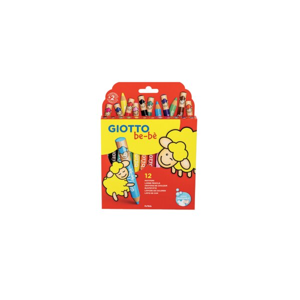 Étui de 12 crayons de couleur maxi GIOTTO be-bè + 1 taille-crayons