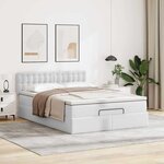 vidaXL Lit ottoman avec matelas & LED blanc pur 140x200cm similicuir