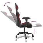 vidaXL Chaise de jeu avec repose-pied Noir/rouge bordeaux Similicuir