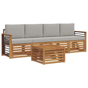 vidaXL Ensemble de canapés d'extérieur 5 pc Gris Naturel et Clair