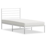 vidaXL Cadre de lit métal sans matelas avec tête de lit blanc 90x190cm