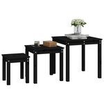 vidaXL Tables gigognes 3 Pièces Noir Bois de pin massif