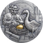 Monnaie GOOSE THAT LAID THE GOLDEN EGG Famous Fables 2 Oz Argent 10$ Palau 2020