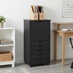 vidaXL Cabinet roulant Gris 53 x 39 x 103 cm Bois de Pin Massif