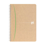 Cahier recyclé spirale oxford touareg a5 14 8 x 21 cm - petits carreaux - 180 pages - lot de 5 - kraft brun