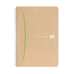 Cahier recyclé spirale oxford touareg a5 14 8 x 21 cm - petits carreaux - 180 pages - lot de 5 - kraft brun