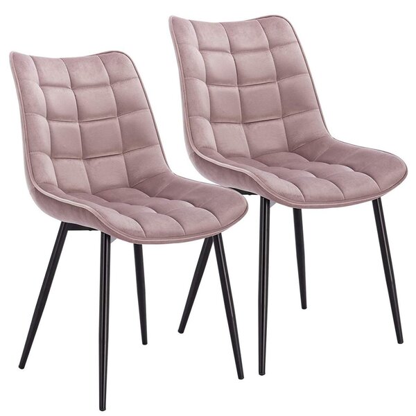 Chaises de cuisine 2 pièces en velours rose 19_0000393