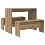 vidaXL Ensemble table à manger et bancs 3 Pièces bois d'ingénierie