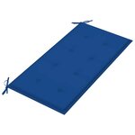 vidaXL Banc de jardin et coussin bleu royal 112 cm Bois de teck massif