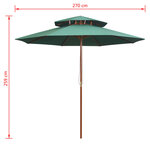 vidaXL Parasol à deux étages avec poteau en bois 270 x 270 cm vert