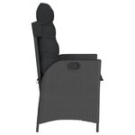 vidaXL Chaises inclinables de jardin lot de 2 et coussins noir rotin