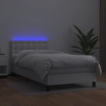 vidaXL Sommier à lattes de lit avec matelas et LED Blanc 90x200cm