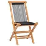 vidaXL Chaises pliables de jardin 2 Pièces Bois de teck solide et corde