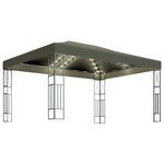 vidaXL Tonnelle avec guirlande lumineuse à LED 3x4 m Taupe Tissu