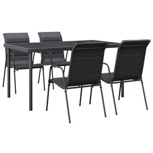 vidaXL Ensemble à manger de jardin 5 Pièces noir textilène et acier