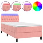 vidaXL Sommier à lattes de lit avec matelas et LED Rose 90x190 cm