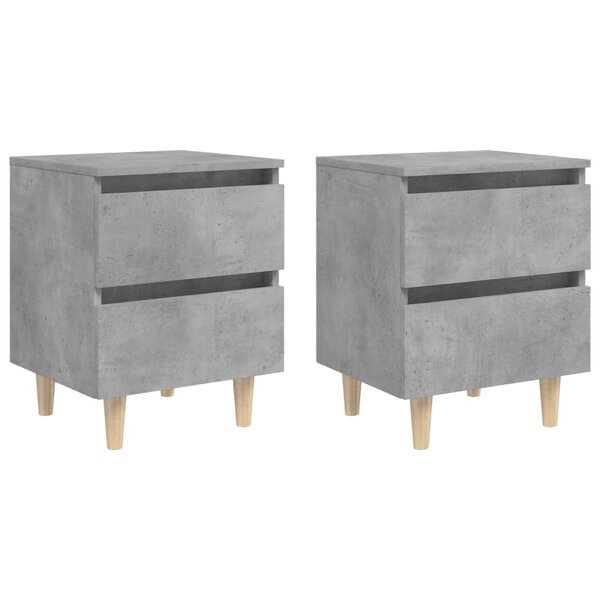vidaXL Tables de chevet pieds en pin 2 Pièces gris béton 40x35x50 cm