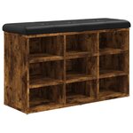 vidaXL Banc à chaussures chêne fumé 82x32x50 cm bois d'ingénierie