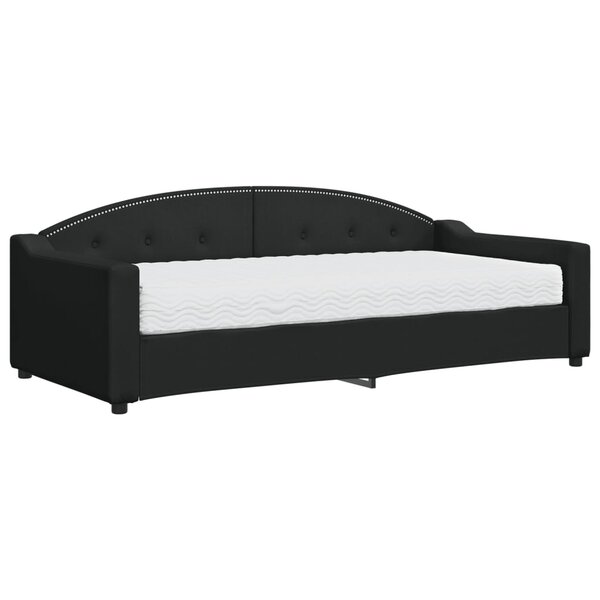 vidaXL Lit de jour avec matelas noir 90x200 cm tissu